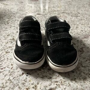 Toddler Velcro Black Vans -Size 7c